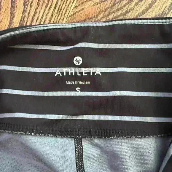 Athleta Black and Gray Stripe Leggings Size Small - Picture 2 of 5